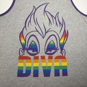Disney Pride Collection Ursula DIVA Tank Top Gray Rainbow Graphic Medium